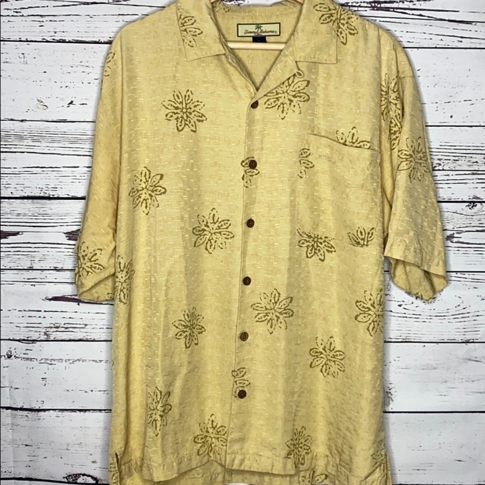 Tommy Bahama Gold Floral Silk Shirt